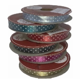 Fita cetim estampada helo poa 9.5 mm c/ 10 mts