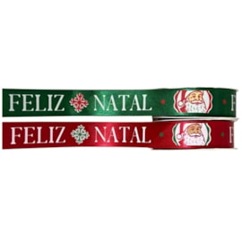 Fita cetim estampada  natal progresso ecf 005 s- 22 mm c/ 10 mts