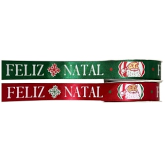 Fita cetim estampada  natal progresso ecf 005 s- 22 mm c/ 10 mts