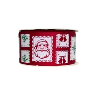 Fita cetim estampada  natal progresso ecf 009 s- 38 mm c/ 10 mts