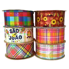 Fita cetim estampada sinimbu festa junina 1919-38 mm c/ 10 mts - promoção 