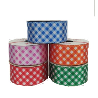 Fita cetim estampa xadrez Gitex® Nº12(48mm) Rolo 10 metros