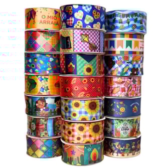 Fita cetim gitex estampa festa junina ref. 4000/4600 - 38 mm c/ 10 mts