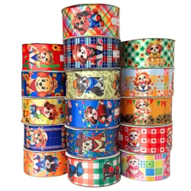 Fita cetim gitex  ref. 4000/4600 estampa pet festa junina - 38 mm c/ 10 mts