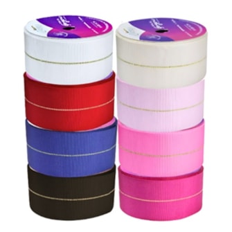 Fita cinderela gorgurão linha dourada - 38 mm c/ 10 mts