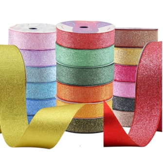 Fita de cetim c/  lurex 22 mm c/ 10 mts