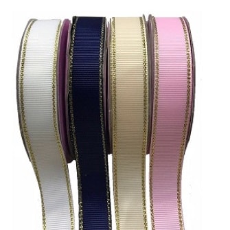 Fita de gorgurao/borda dourada melaço 132200    1.5 cm c/ 10 mts