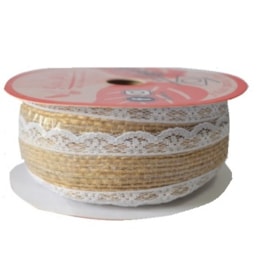 Fita de juta c/ renda 10r  30 mm  c/ 10 mts