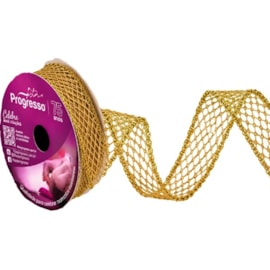 Fita de natal metalizada  aramada ph- mcg004-025 / 25 mm c/10 mts 