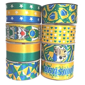 Fita gitex cetim  estampada  brasil   38 mm c/ 10 mts