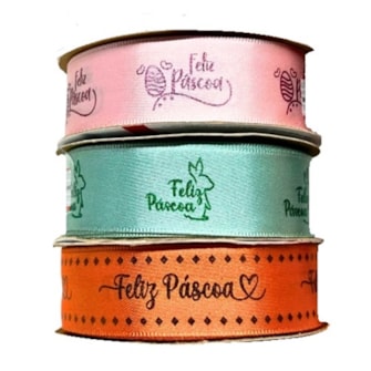 Fita gitex cetim estampada pascoa  ref. 1500/5 - 22 mm c/ 10 mts