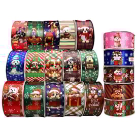 Fita gitex cetim estampada pet natal   ref. 4000 - 38 mm c/ 10 mts