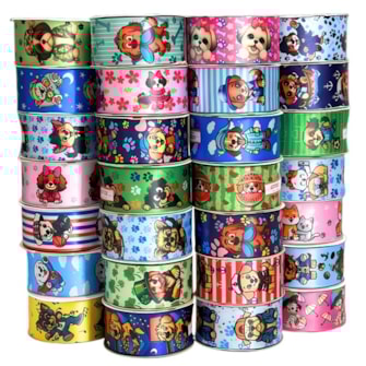 Fita gitex cetim estampada  pet  ref. 4000 - 38 mm c/ 10 mts
