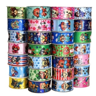 Fita gitex cetim estampada  pet  ref. 4000 - 38 mm c/ 10 mts