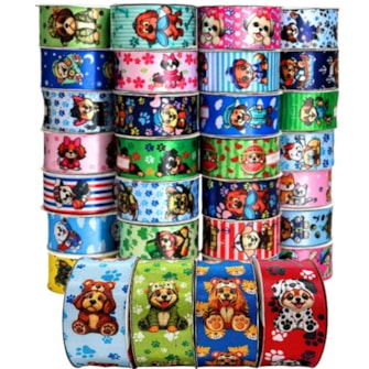 Fita gitex cetim estampada  pet  ref. 4000 - 38 mm c/ 10 mts