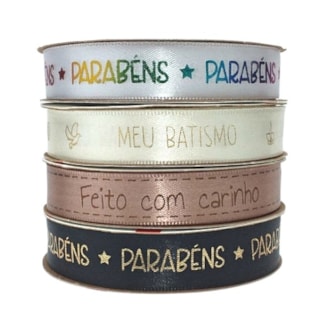 Fita gitex cetim estampada ref. 1500/3 - 15 mm c/ 10 mts Fita gitex cetim estampada ref. 1500/3 - 15 mm c/ 10 mts