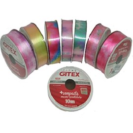 Fita gitex cetim estampada tie dye- ref. 4000/5 - 22 mm c/ 10 mts