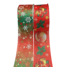 Fita gitex voil listrado cetim  natal  3955/9 - 38 mm c/ 10 mts