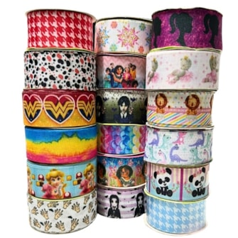 Fita gorgurão estampada art fitas 38 mm c/ 10 mts - promoçâo