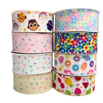 Fita gorgurão estampada yama 38 mm c/ 9.14 mts