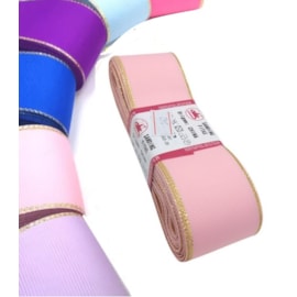 Fita gorgurão sanding c/ borda dourada - 38 mm c/ 10 mts Fita gorgurão sanding c/ borda dourada - 38 mm c/ 10 mts