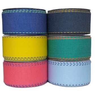 Fita jeans c/ pesponto larg: 38 mm  pç c/ 10 mts