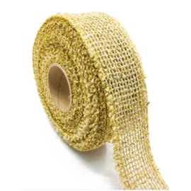 Fita juta/fio metalizado uniart ouro   3,0 cm c/ 10 mts