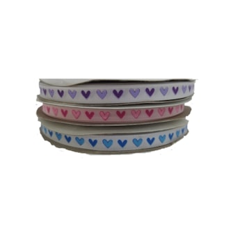 Fita melaço gorgorão estampada coração -124500- 1.0 cm c/ 40 mts - 