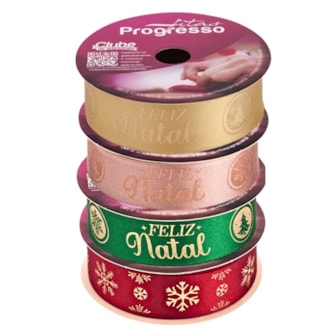 Fita progresso cetim natal ref. ecf 05h 22 mm c/ 10 mts