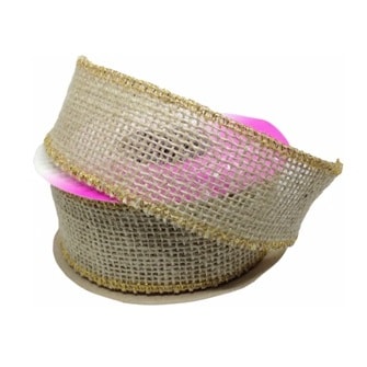 Fita uniart juta lurex ouro nas bordas  - 5 cm c/ 9.5 mts