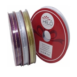 Fita voil/cetim/metalica helo com 9,5mm c/ 10mts