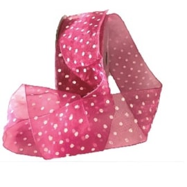 Fita voil estampada melaço poa 561400   4.0cm  c/ 10 mts