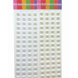Meia perola adesiva  10 mm trama  c/ 80 unds