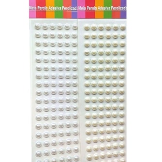 Meia perola adesiva  8 mm trama  c/ 132 unds Meia perola adesiva  8 mm trama  c/ 132 unds