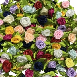 Mini flor rococo com folha ref.100101 c/ 100 unds