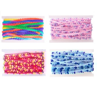 Pompom grelot mix  tam: 06 mm pç c/ 10 mts Pompom grelot mix  tam: 06 mm pç c/ 10 mts