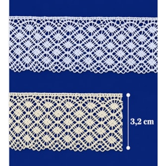Renda algodao 466856 larg. 3,20cm c/ 20 mts