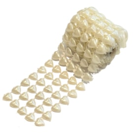 Tela perola coração 8 mm  - 5 fileiras - larg. 5.5 cm   - rolo c/ 1 mt Tela perola coração 8 mm  - 5 fileiras - larg. 5.5 cm   - rolo c/ 1 mt