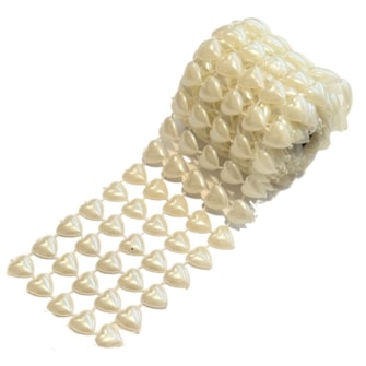 Tela perola coração 8 mm  - 5 fileiras - larg. 5.5 cm   - rolo c/ 1 mt Tela perola coração 8 mm  - 5 fileiras - larg. 5.5 cm   - rolo c/ 1 mt